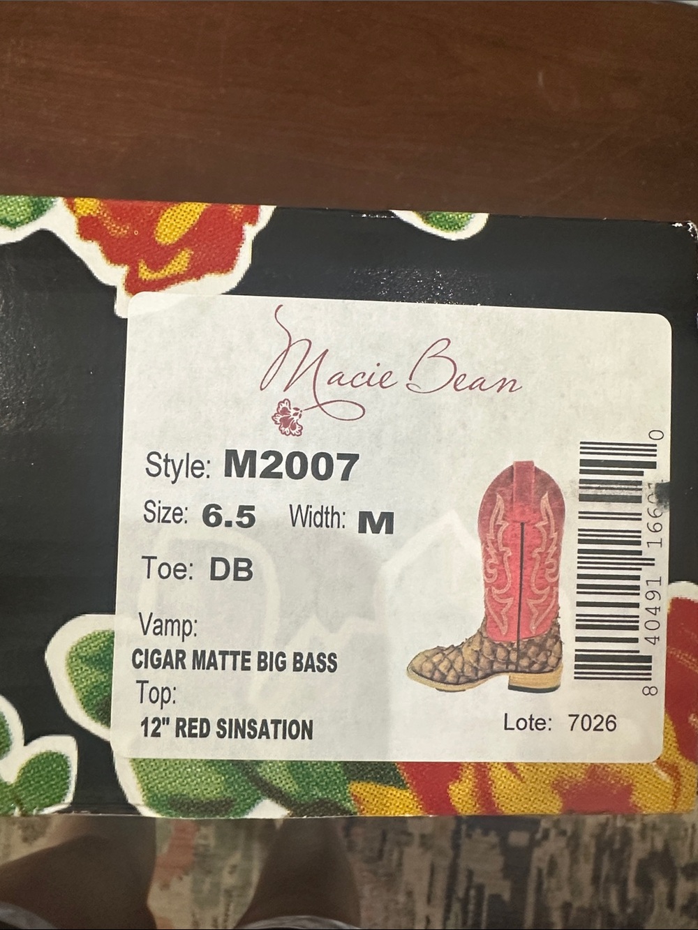 Macie Bean Red Suede Shaft Brown Exotic Leather Cowboy Boots - Picture 5 of 5